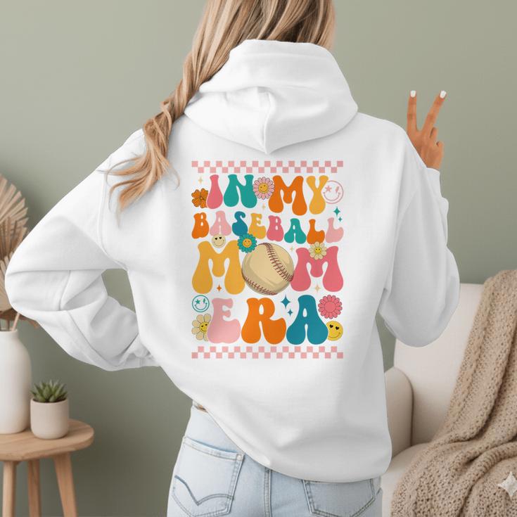 Retro Groovy In My Baseball Mom Era Happy Women Premium Women Hoodie Back Print