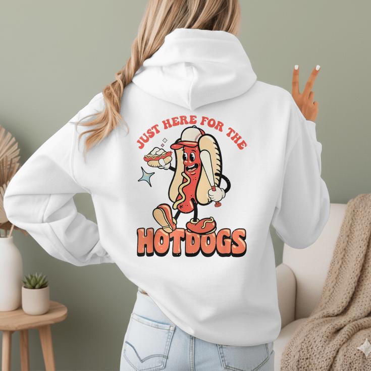 Retro Just Here For The Hotdogs Baseball Mom Sport Lover Women Hoodie Back Print Retro Just Here For The Hotdogs Baseball Mom Sport Lover Women Hoodie Back Print