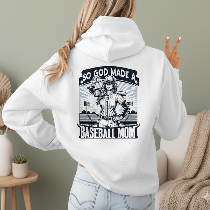 So God Made A Baseball Mom Baseball Player Premium Women Hoodie Back Print