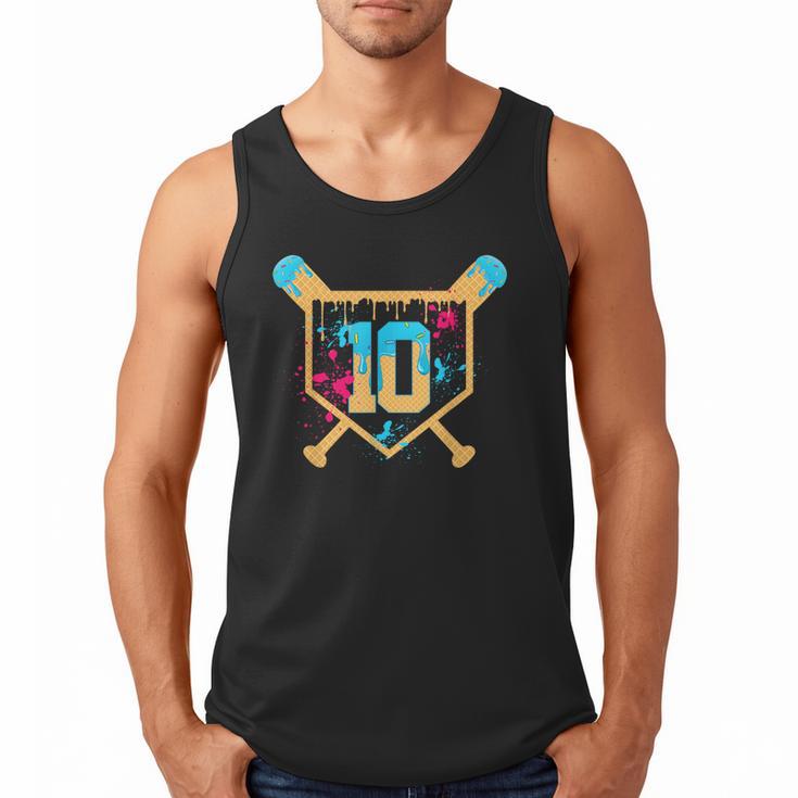 10 Years Old 10th Birthday Baseball Ice Cream Dripping Boys Men Tank Top