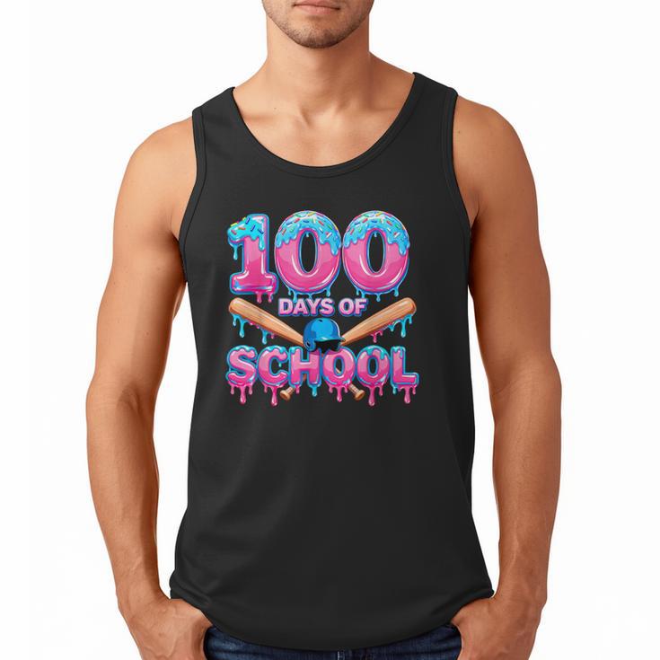 100 Days Of School Baseball Dripping Ice Cream 100th Day Men Tank Top