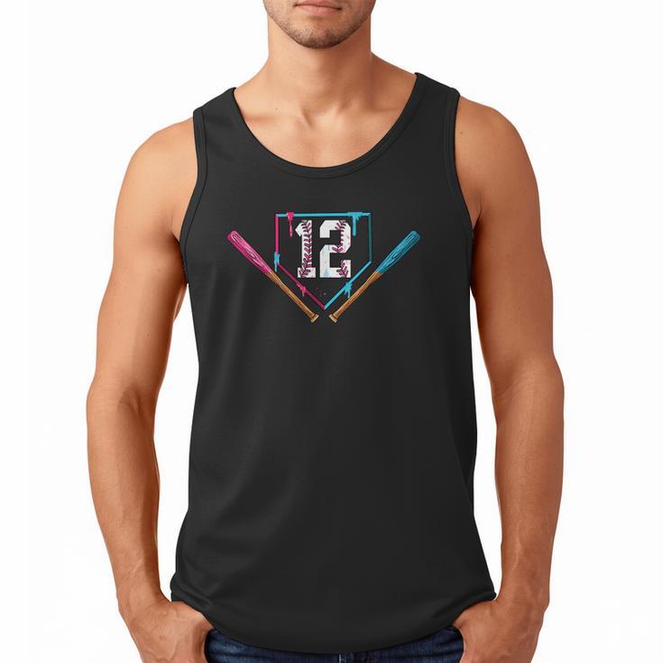 12th Birthday Baseball Ice Cream Drip 12 Years Old Boy Kids Men Tank Top