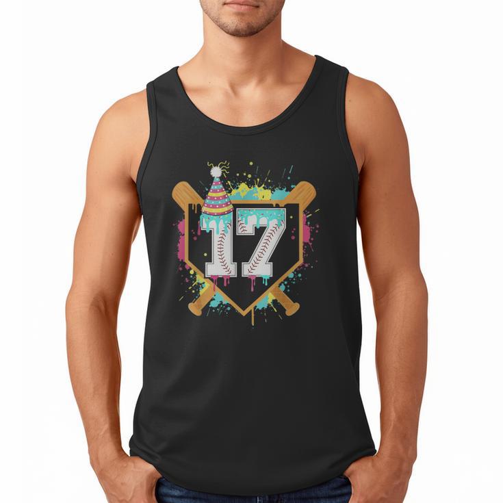 17th Birthday Baseball Drip Number 17 Year Old Birthday Boy Men Tank Top
