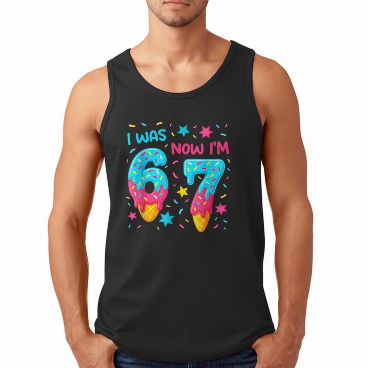 I Was 6 Now I'm 7 67 Birthday Baseball Drip 7 Year Old Men Tank Top