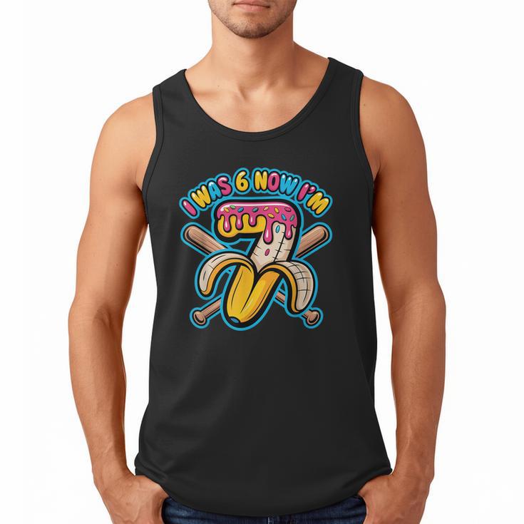 I Was 6 Now I’m 7 Banana Drip Birthday Baseball Men Tank Top