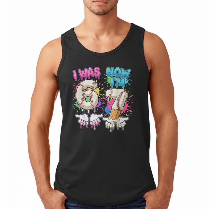 I Was 6 Now I'm 7 Baseball Drip 67 Birthday Boy 7th Birthday Men Tank Top