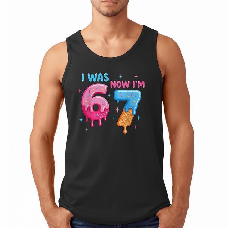 I Was 6 Now I'm 7 Meme Six Seven Baseball 7th Birthday Men Tank Top