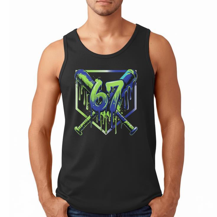 67 Baseball Drip Effect Urban Tee Style 6-7 Meme Graphic Men Tank Top