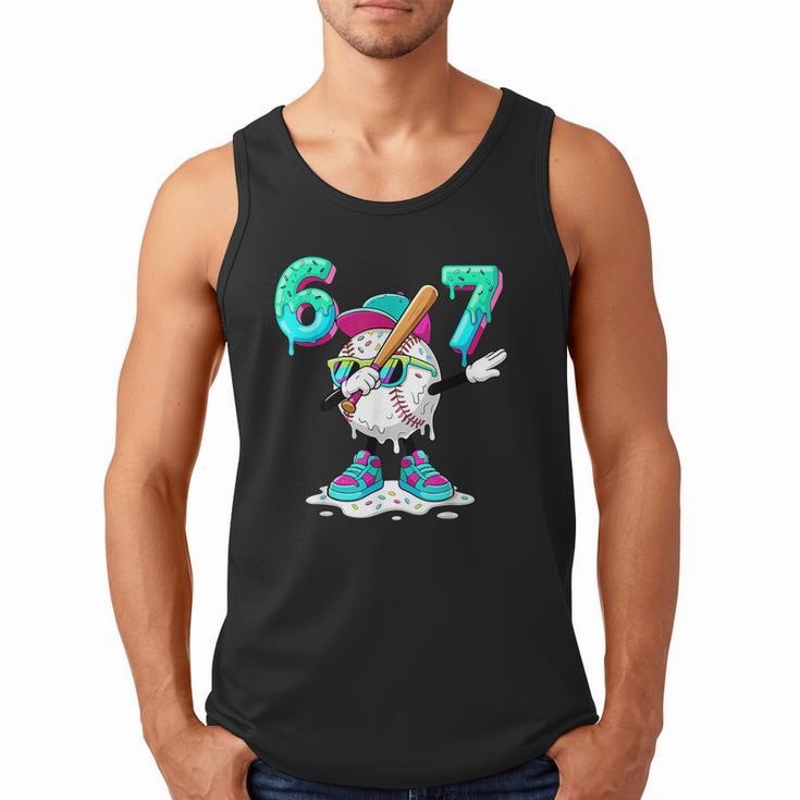 67 Meme Six Seven 6 7 Meme Dab Baseball Ice Cream Drip Men Tank Top
