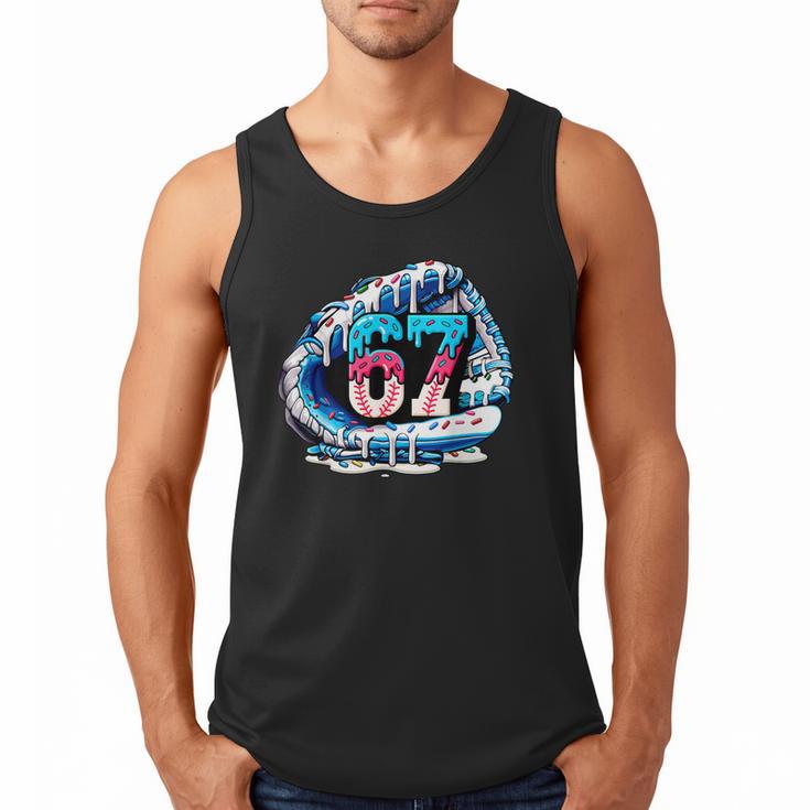 67 Meme Slang Baseball Glove Drip Ice Cream Six Seven 6 7 Men Tank Top