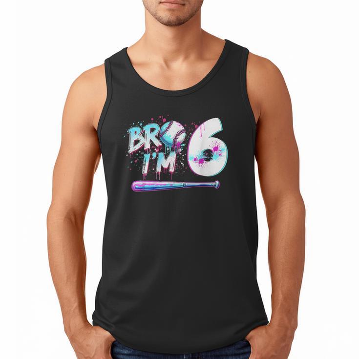 6th Birthday Boy Bro I'm 6 Year Old Baseball Ice Cream Drip Men Tank Top