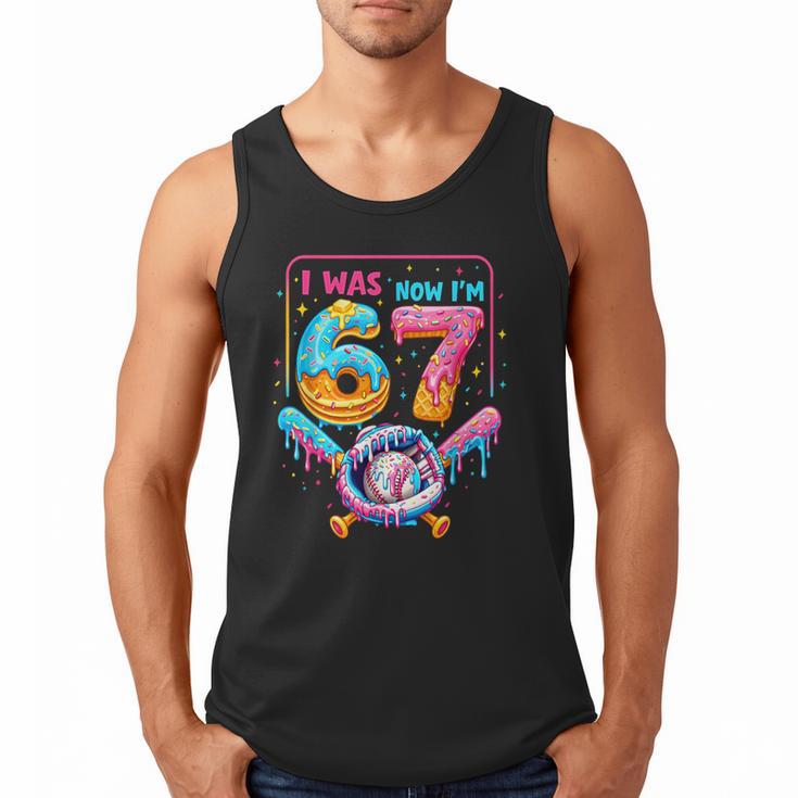 7th Birthday Boys I Was 6 Now I'm 7 Baseball Ice Cream Drip Men Tank Top