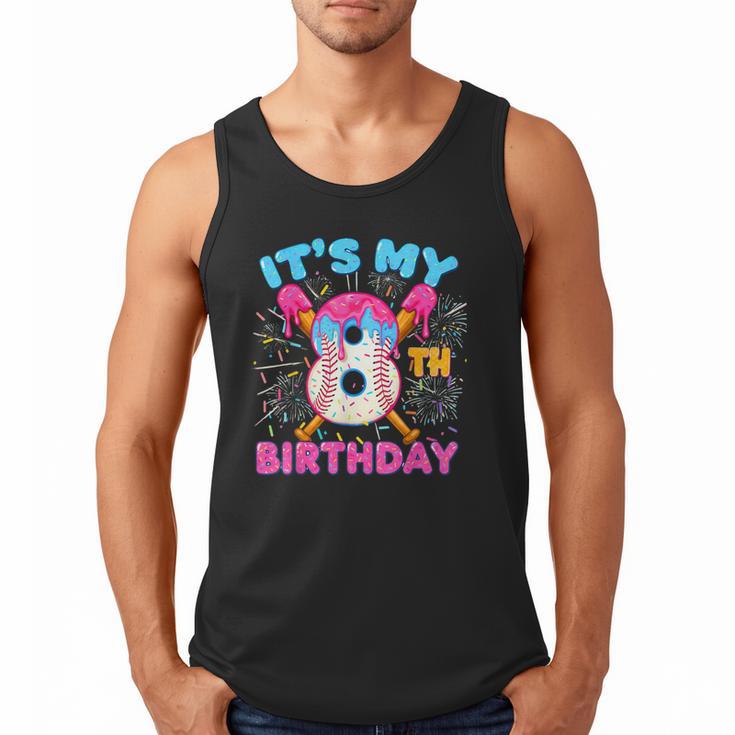 8th Birthday Baseball 8 Year Old Ice Cream Drip Boy Baseball Men Tank Top