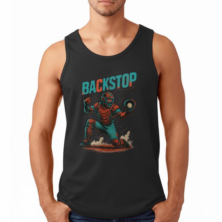 Backstop Catcher Baseball Graphic Men Tank Top