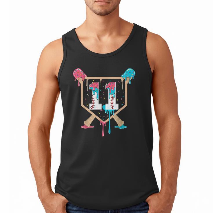 Baseball 11 Year Old Ice Cream Drip 11th Birthday Boy Player Men Tank Top