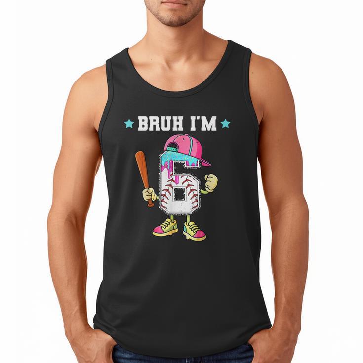 Baseball 6th Birthday Boy Ice Cream Drip Bruh I'm 6 Year Old Men Tank Top