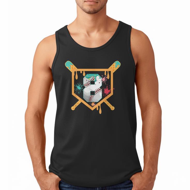 Baseball 8 Year Old Ice Cream Drip 8th Birthday Boy Number 8 Men Tank Top