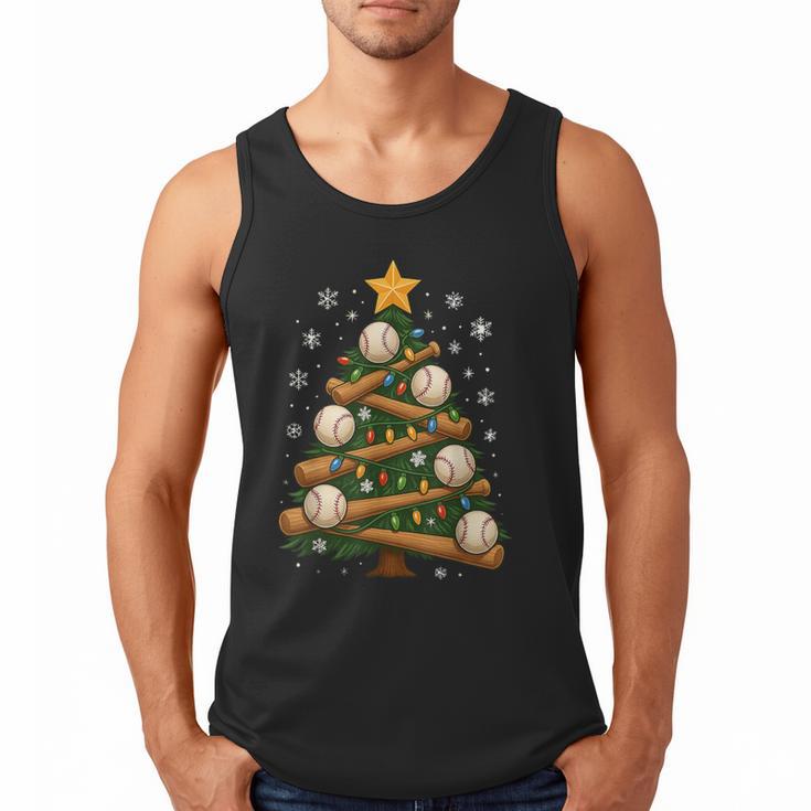 Baseball Bat Christmas Tree Lights Holiday Xmas Men Tank Top