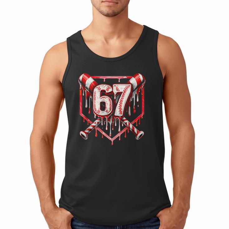 Baseball Candy Cane Drip 6 7 Six Seven Meme Christmas Boys Men Tank Top