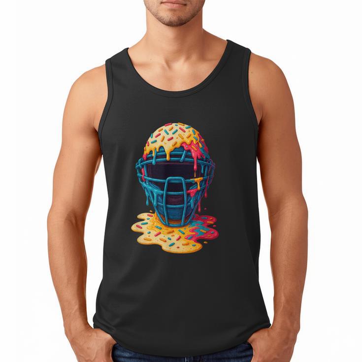 Baseball Catcher Mask Ice Cream Dripping Baseball Fan Boys Men Tank Top