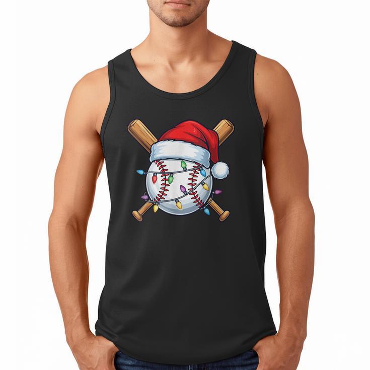Baseball Christmas Lights Santa Christmas Baseball Player Men Tank Top