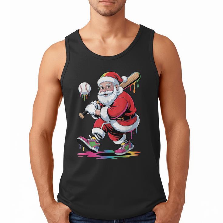 Baseball Christmas Santa Claus Batter Baseball Drip Men Tank Top