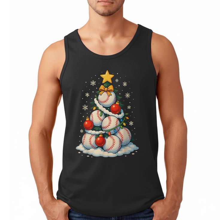 Baseball Christmas Tree Lights Santa Sport Player Lover Xmas Men Tank Top