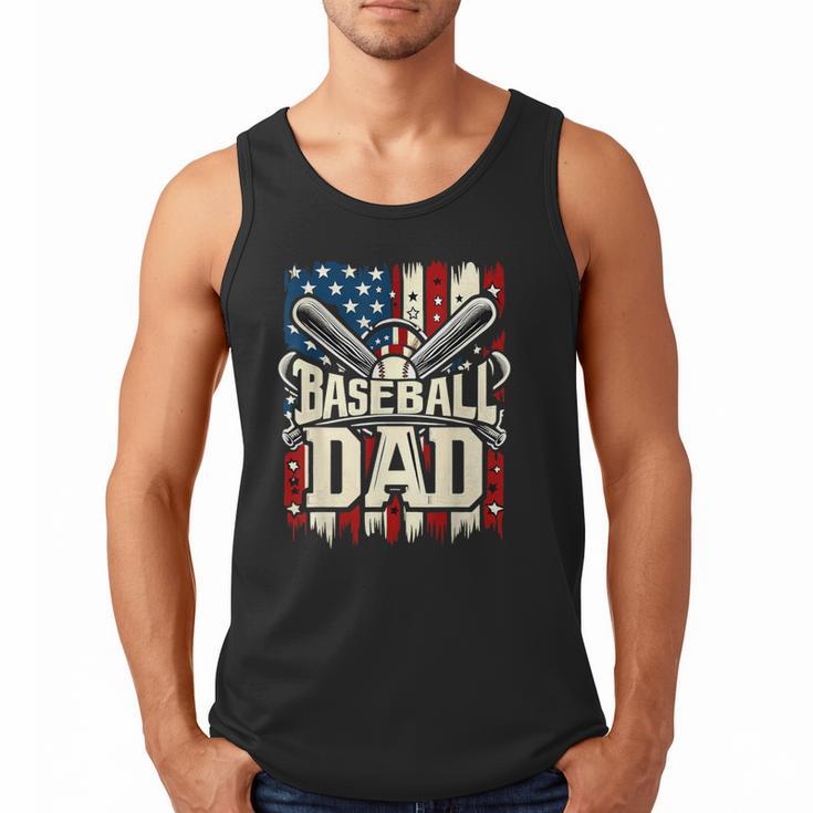 Baseball Dad American USA Flag Dada Men Baseball Fathers Day Men Tank Top