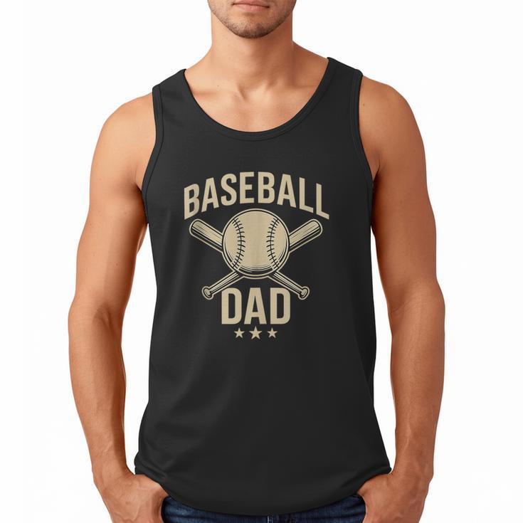 Baseball Dad Crossed Bats Cool Sports Fan Vintage Men Tank Top