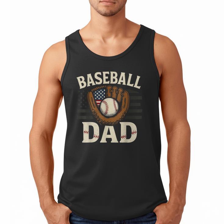 Baseball Dad Fathers Day American USA Flag Men Boys Kids Men Tank Top