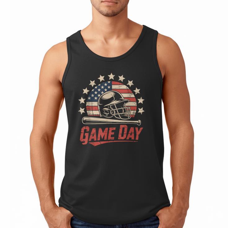 Baseball Dad Game Day USA Flag Men Tank Top