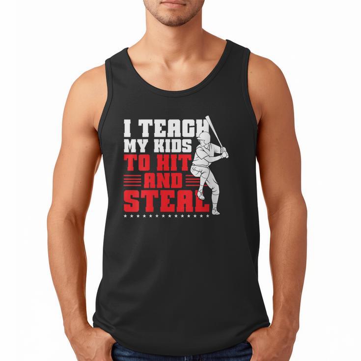 Baseball Dad Teach Kids Hit And Steal Softball Game Men Tank Top