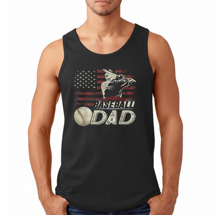 Baseball Dad US Flag For Dad Men Patriotic Fathers Day Men Tank Top