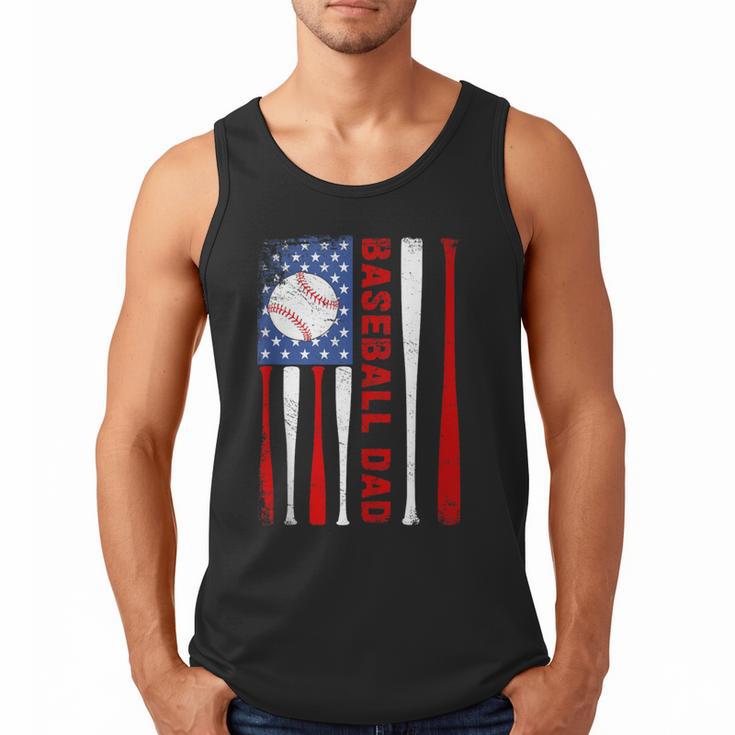 Baseball Dad USA American Flag Father's Day 4th Of July Men Tank Top