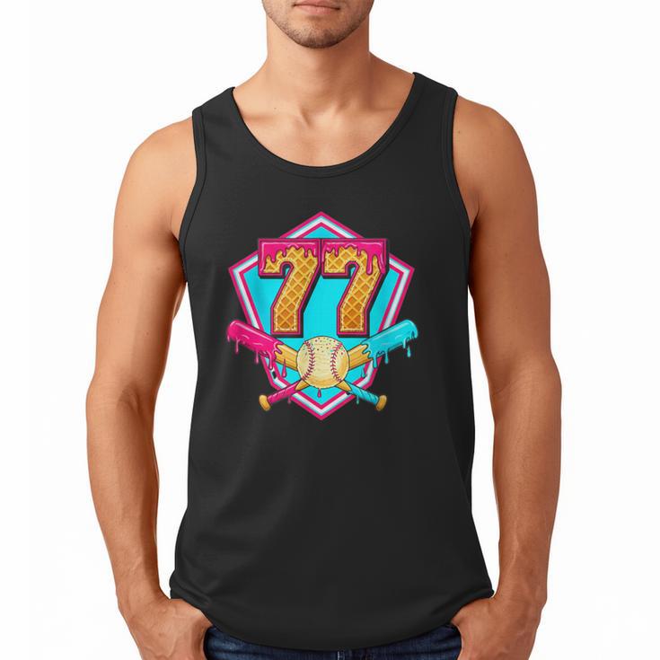 Baseball Drip Jersey Number 77 For Players & 77th Birthday Men Tank Top