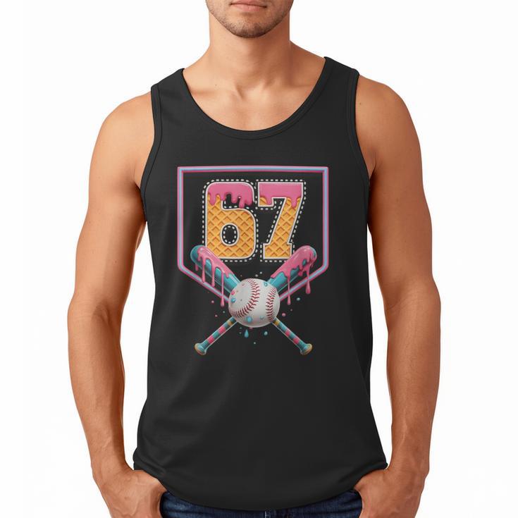 Baseball Drip Number 67 Fun Six Seven 6 7 Meme Men Tank Top