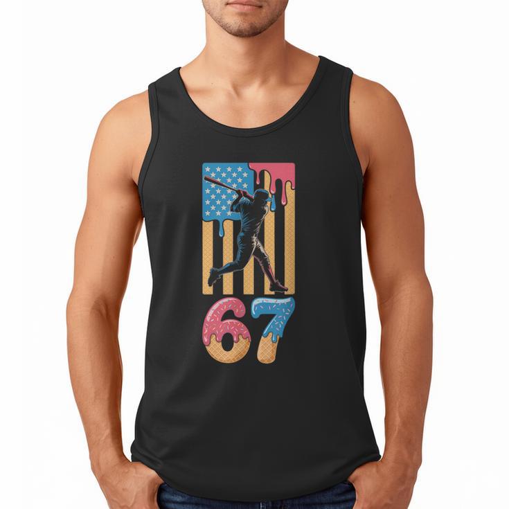 Baseball Drip USA Flag 67 Player 67th Birthday Ice Cream 67 Men Tank Top