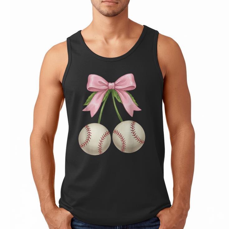Baseball Girls Women Coquette Pink Bow Baseball Men Tank Top