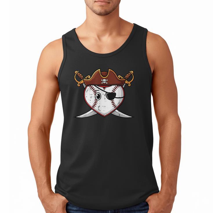 Baseball Heart Pirate Hat Crossed Swords Men Boys Kids Youth Men Tank Top