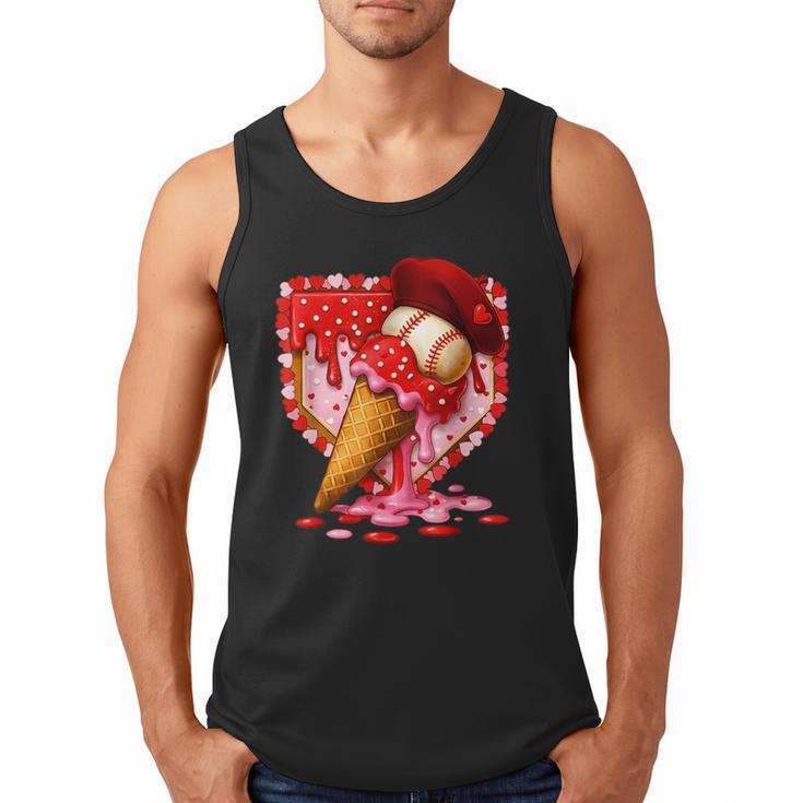 Baseball Heart Valentine Baseball Ice Cream Drip Boys Girls Men Tank Top