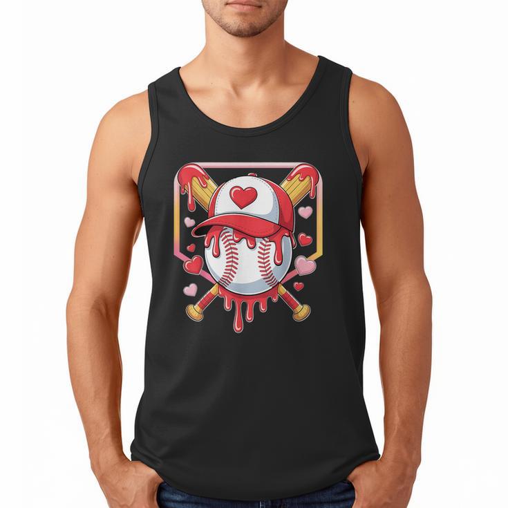 Baseball Heart Valentines Day Baseball Ice Cream Drip Boys Men Tank Top