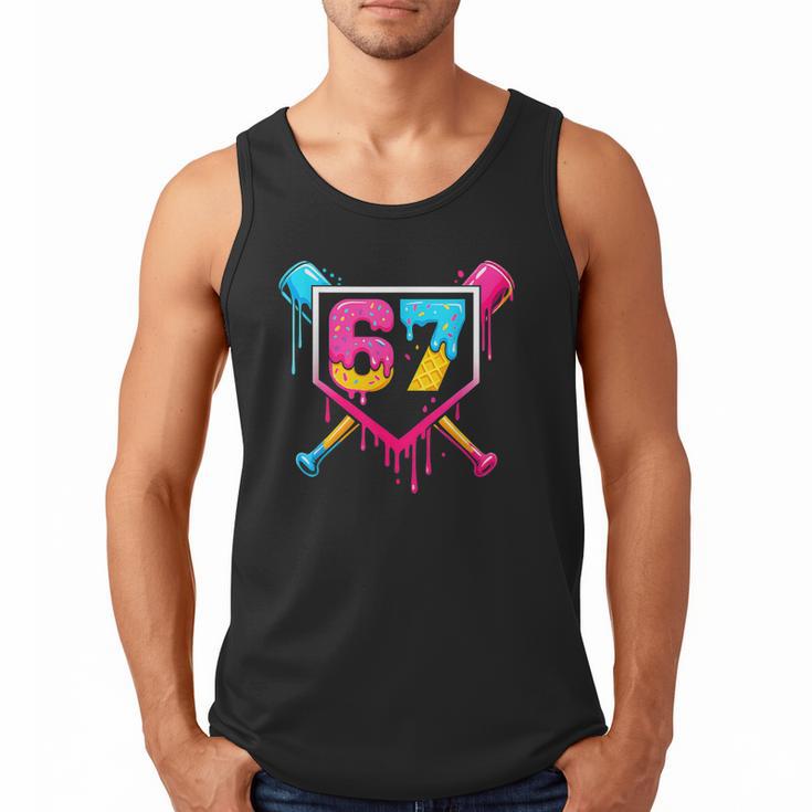 Baseball Ice Cream Drip 67 Meme Six Seven 67th Birthday Men Tank Top