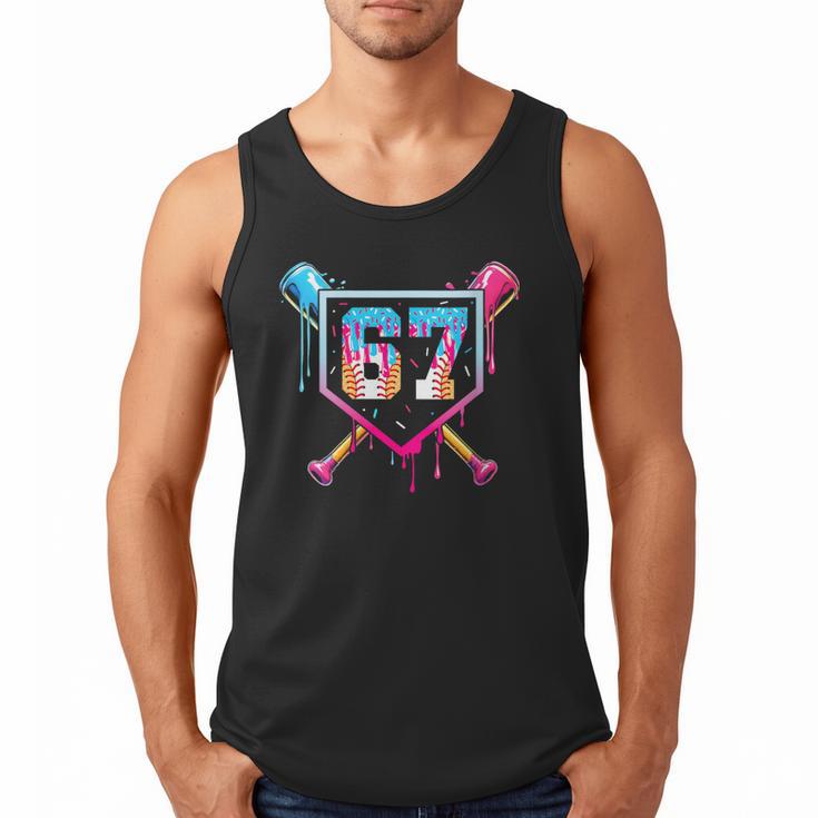 Baseball Ice Cream Drip Number 67 Player 67th Birthday Men Tank Top