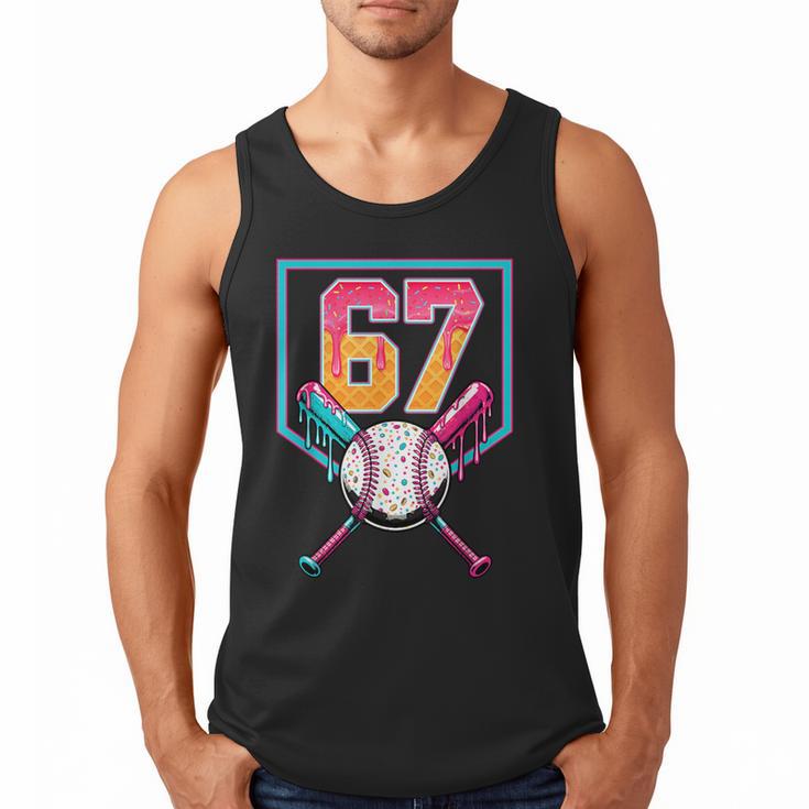 Baseball Ice Cream Drip Number 67 Player 67th Birthday Men Men Tank Top