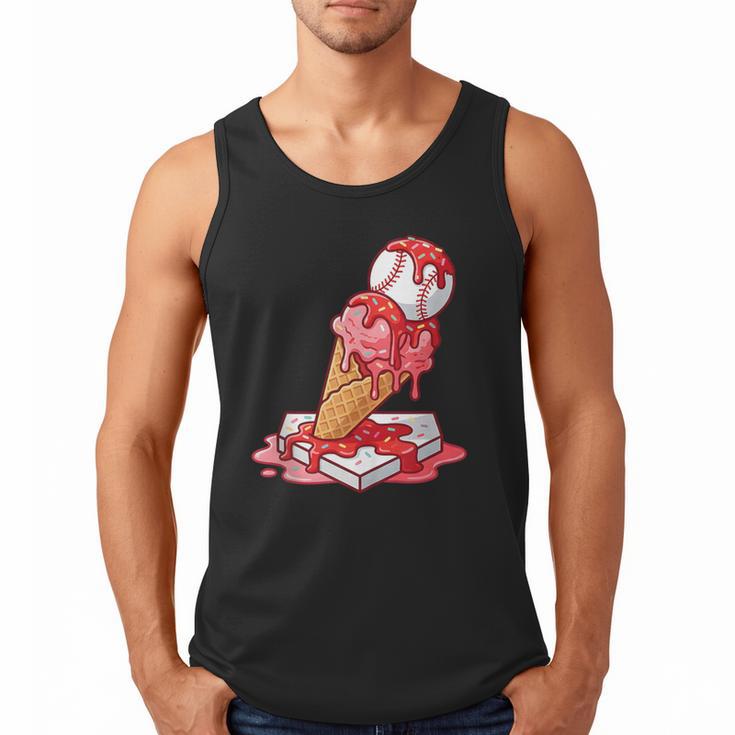 Baseball Ice Cream Drip Youth Strawberry Baseball Red Men Tank Top