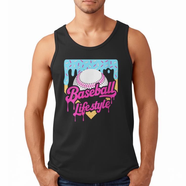 Baseball Life Lifestyle Home Plate Ice Cream Drip Men Boys Men Tank Top