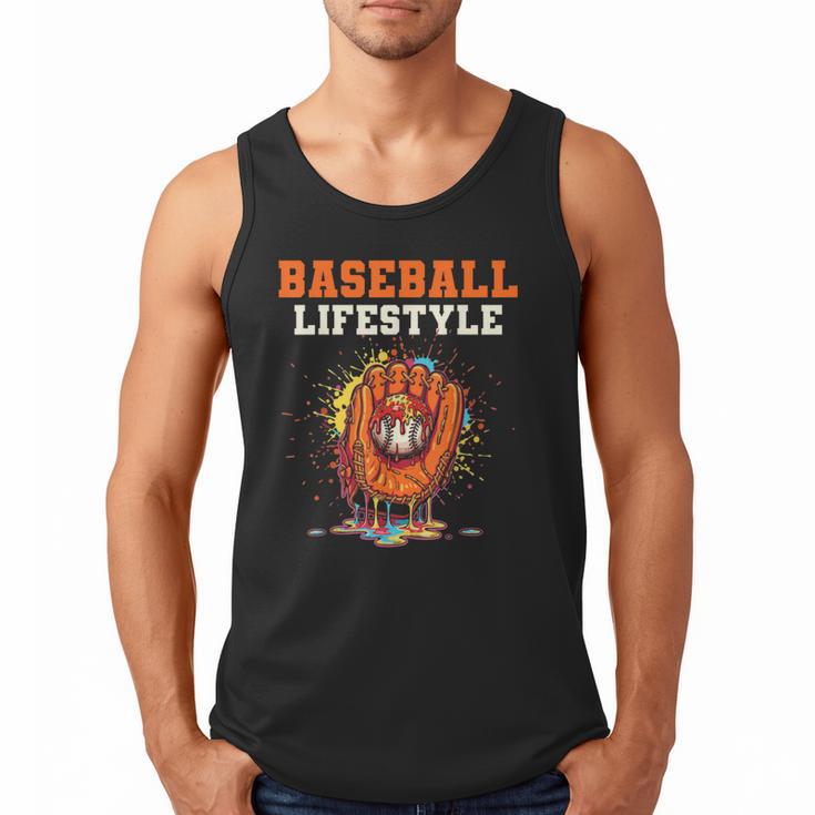 Baseball Lifestyle Ice Cream Drip Baseball Glove Crossed Bat Men Tank Top