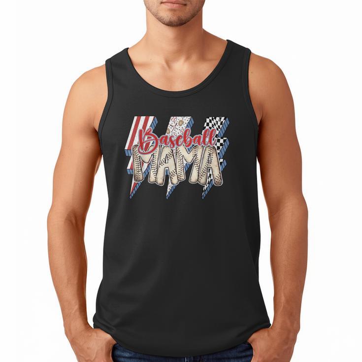 Baseball Mama Lightning Bolt Checkered Varsity Mother's Day Men Tank Top