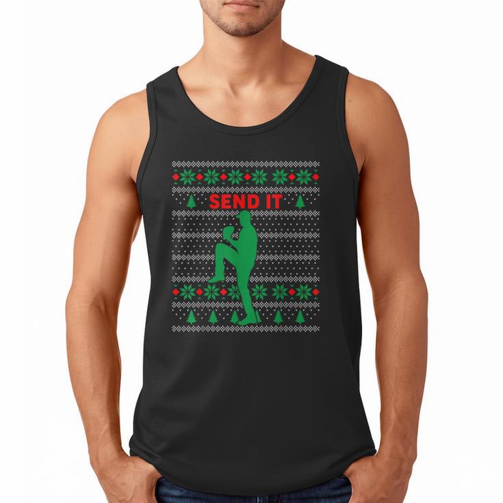 Baseball Player Christmas Pajama Send It Xmas PJs Boys Men Tank Top