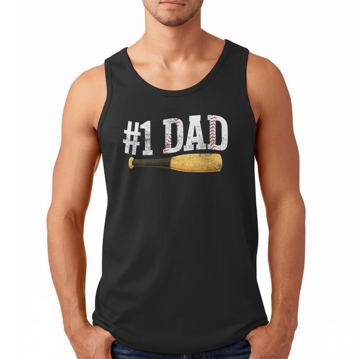 Baseball Player Dad Papa Number One Baseball Dad Fathers Day Men Tank Top